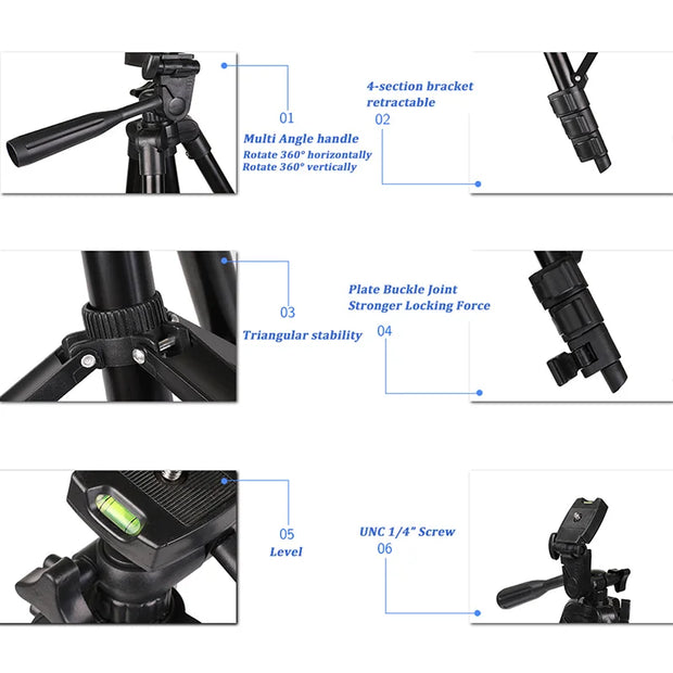 DSLR Flexible Extendable Travel Lightweight Tripod Stand