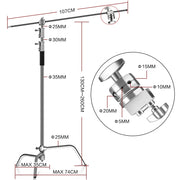 2.6M/8.5FT Stainless Steel Century Foldable Light Stand Tripod