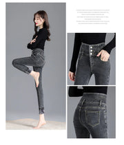 Thermal Winter Thick Fleece High-waist Warm Skinny Jeans Thick Women Stretch Button Pencil Pants Mom Casual Velvet Jeans