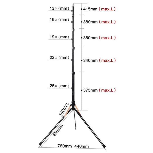 FT-190B Gold Led Light Tripod Stand