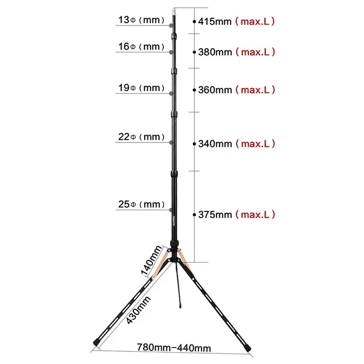 FT-190B Gold Led Light Tripod Stand