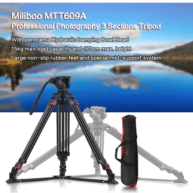 MTT609A Professional Photography 3 Sections Tripod Stand