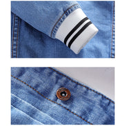 DIMUSI Men's Denim Jackets Fashion Male Trendy Ripped Denim Bomber Coats Mens Casual Windbreaker Cowboy Jeans Jackets Clothing