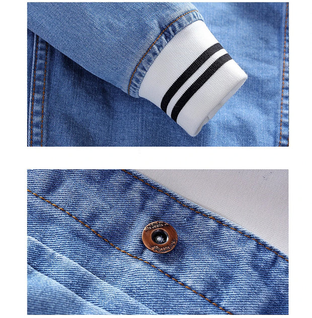 DIMUSI Men's Denim Jackets Fashion Male Trendy Ripped Denim Bomber Coats Mens Casual Windbreaker Cowboy Jeans Jackets Clothing