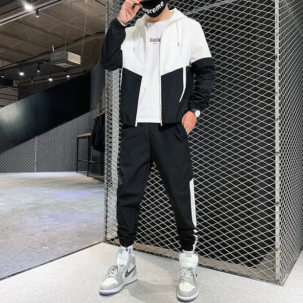 2025 Men Tracksuit Casual Joggers Hooded Sportswear Jackets And Pants 2 Piece Sets Hip Hop Running Sports Suit