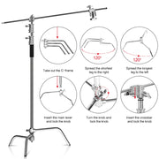 2.6M/8.5FT Stainless Steel Century Foldable Light Stand Tripod