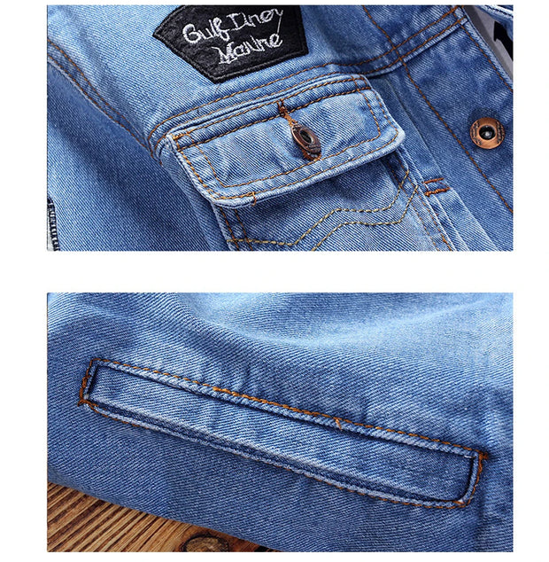 DIMUSI Men's Denim Jackets Fashion Male Trendy Ripped Denim Bomber Coats Mens Casual Windbreaker Cowboy Jeans Jackets Clothing