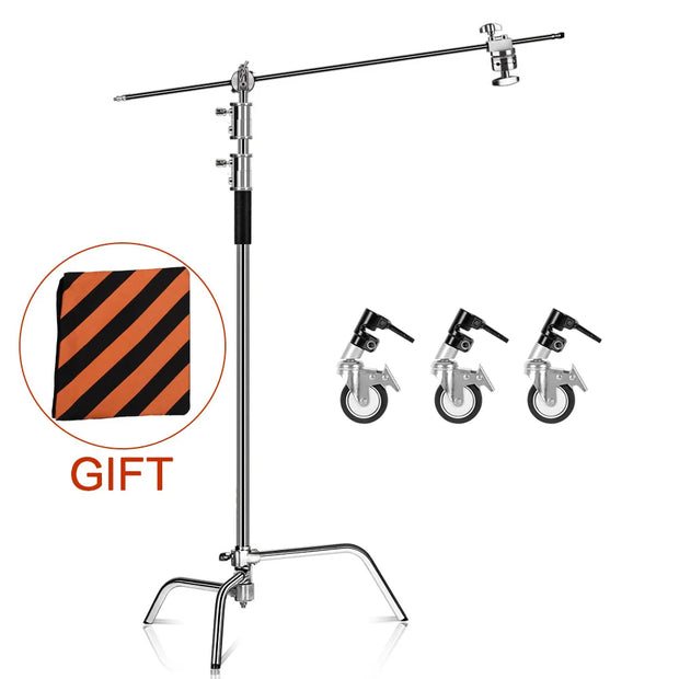 2.6M/8.5FT Stainless Steel Century Foldable Light Stand Tripod