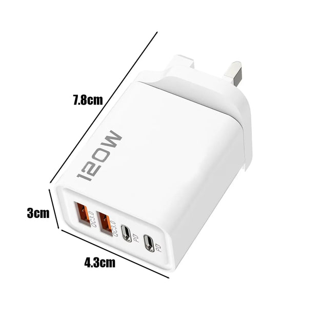 120W 4 Port USB Type C Charger