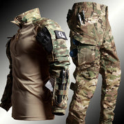 Men's Workwear Suit Outdoor Clothes Long Sleeve Tee Shirt & Trousers Wear-resisting Hunting Clothes Men Camping Suit