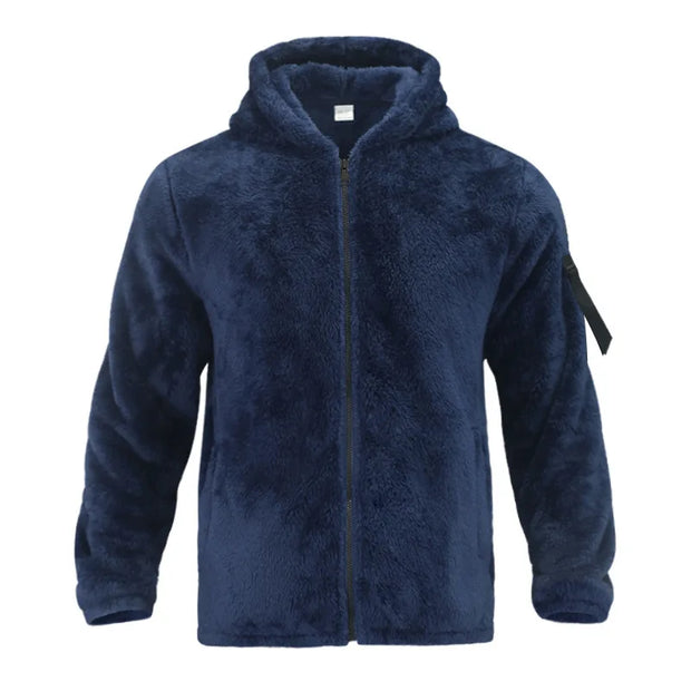 2025 Men's Casual Double-sided Plush Warm Jacket Autumn Winter Thick Wool Coats Solid Hooded Fleece Hoodies Loose Men Clothing