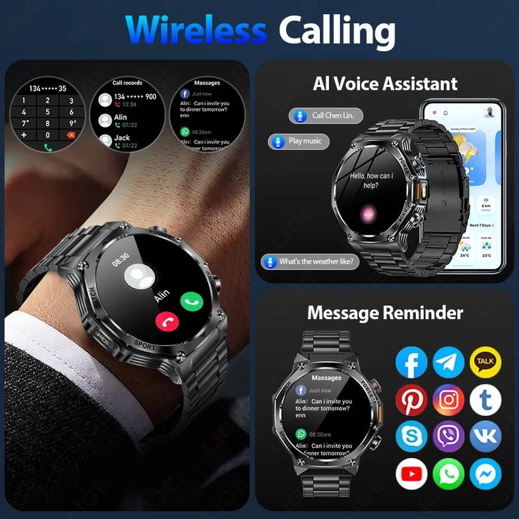 800mAh Large Battery Heart Rate Blood Oxygen Health Smartwatch