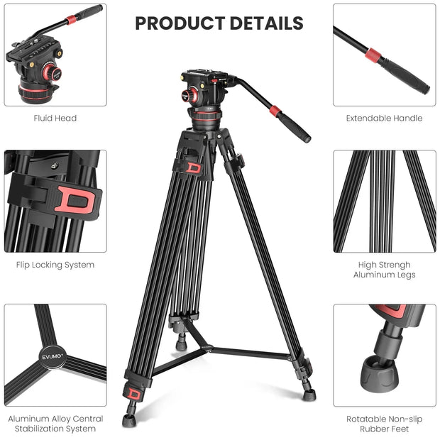 EVUMO DF6 Professional Video Tripod Stand