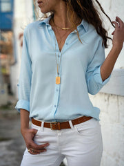 Women Casual Long Sleeve Chiffon Blouse Elegant Lapel Loose Shirt Spring Summer Solid Office Lady Tunics Streetwear Oversize Top