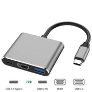 USB C HUB 3in1 Type C 3.0 to HDMI-compatible Docking Station PD Fast Charge