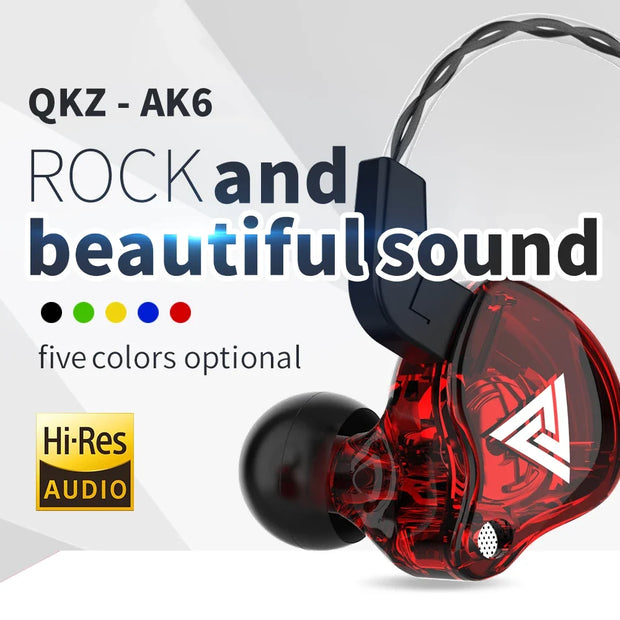 Original QKZ AK6 Copper Driver HiFi Wired Earphone
