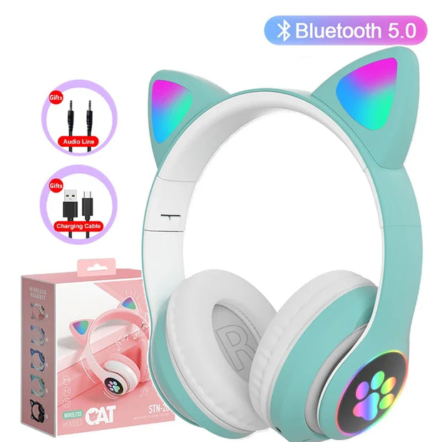 New Flash Lamp Cute Cat Ears Headphone