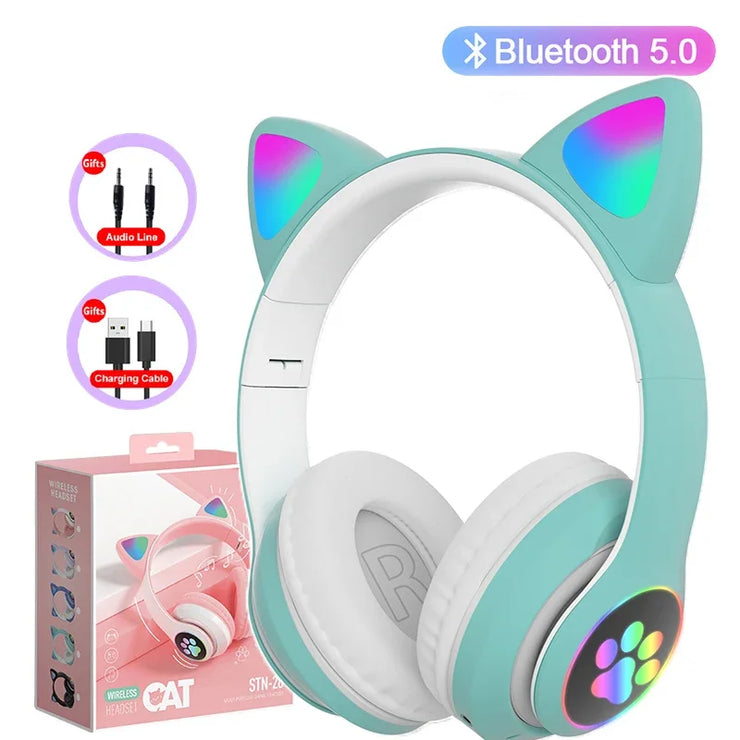 New Flash Lamp Cute Cat Ears Headphone