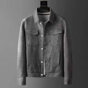 New Spring Autumn Casual Jackets Men Turn Down Collar Slim Fit England Style Deerskin Fleece Jacket Male Vintage Outwear Coats