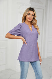 Womens Tops V Neck Ruffle Sleeve Blouses Short Sleeve Casual Tops T-Shirts for Women Autumn Winter