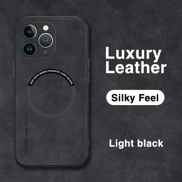 Magsafe Luxury Leather Shockproof Phone Cases