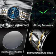 Men Quartz Waterproof Date Week Luminous Wristwatch