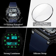 New Waterproof Luminous Week Date Square Wristwatch