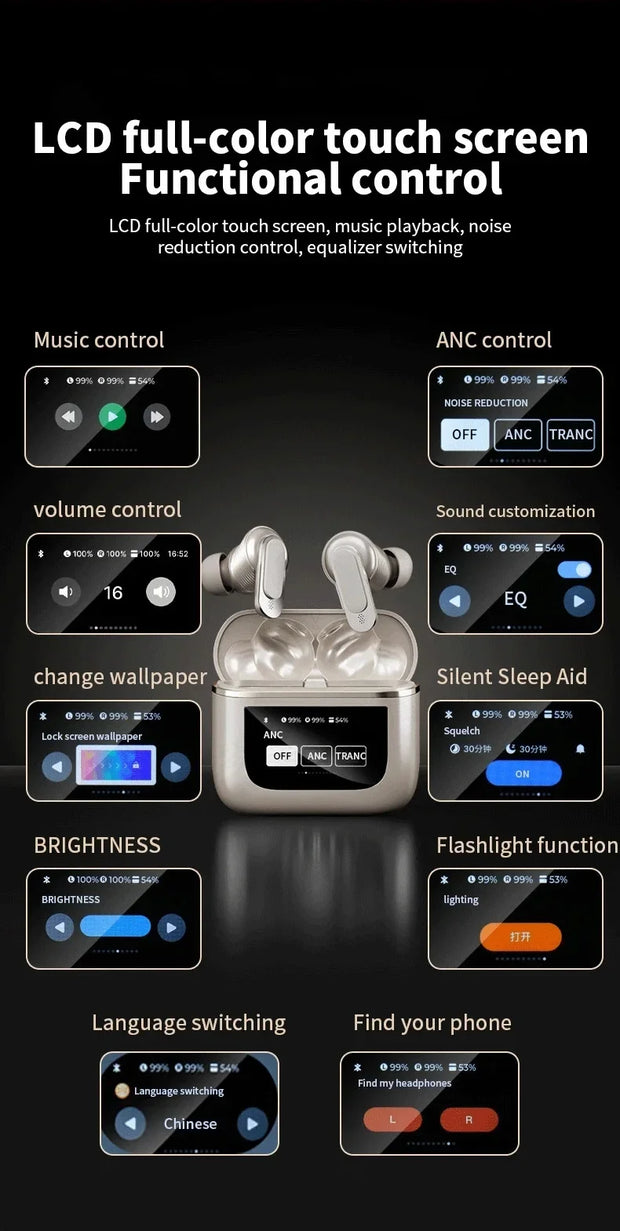 2025 high-quality V8 wireless Bluetooth earphones with ANC noise reduction and built-in microphone, waterproof earplugs