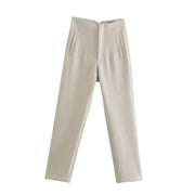 TRAFZA Women Elegant Solid Pencil Pants High Waist Pant For Women Casual Streetwear Woman Trousers Office Wear Chic Pant