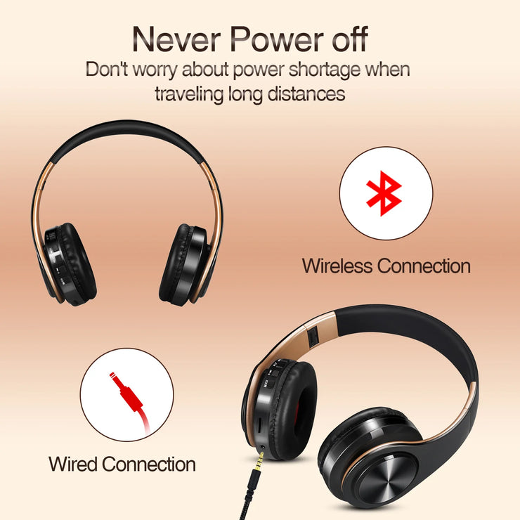 Men Gold Wireless Bluetooth Stereo Headset