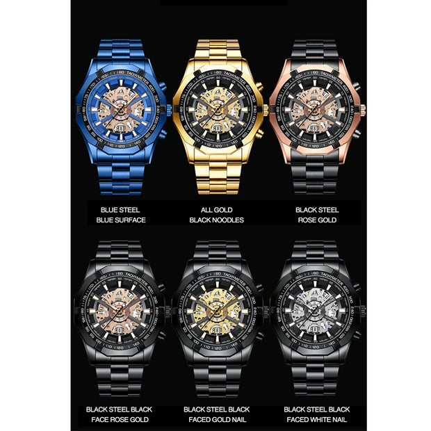 BINBONG Business Men's Watches Waterproof Calendar Luminous Fashion Quartz Watch For Man Stainless Steel Male Clock Reloj Hombre