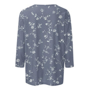 2024 Women Summer Tops Comfortable T Shirt Fashion Flower Print Round Neck 3/4 Sleeve Tops Soft Versatile Pullover Ropa De Mujer