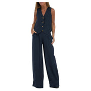 Women's Clothing 2024 Spring Summer New Fashionable Vest Pants Collage Splicing Pure Sleeveless Color Temperament Casual Suit
