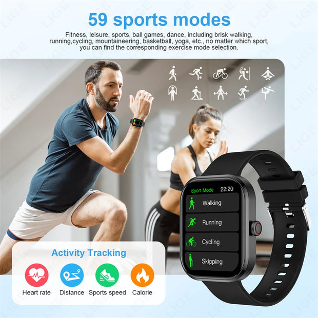 Men Full Touch Screen Bluetooth Call Waterproof Watches
