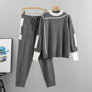 Winter Women Knitted 2 Pieces Set Muslim Casual Thicken Pullover Sweater +Knitted Pant 2PCS Suits Outfit Sport Warm Set 2024