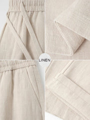 Straight Casual Cotton Linen Pants Men Wide Leg Lightweight Baggy Cotton Sweatpants Male Walking  Jogger Trousers Work