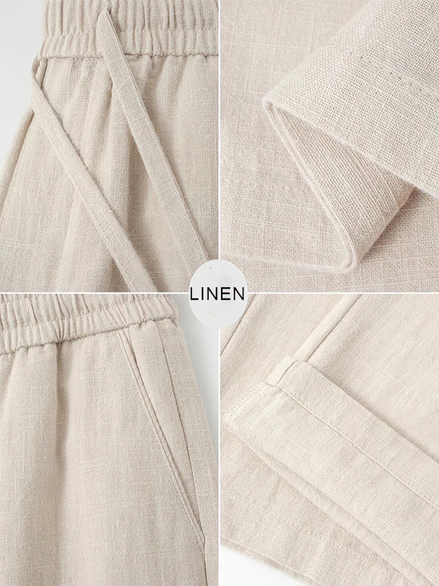 Straight Casual Cotton Linen Pants Men Wide Leg Lightweight Baggy Cotton Sweatpants Male Walking  Jogger Trousers Work