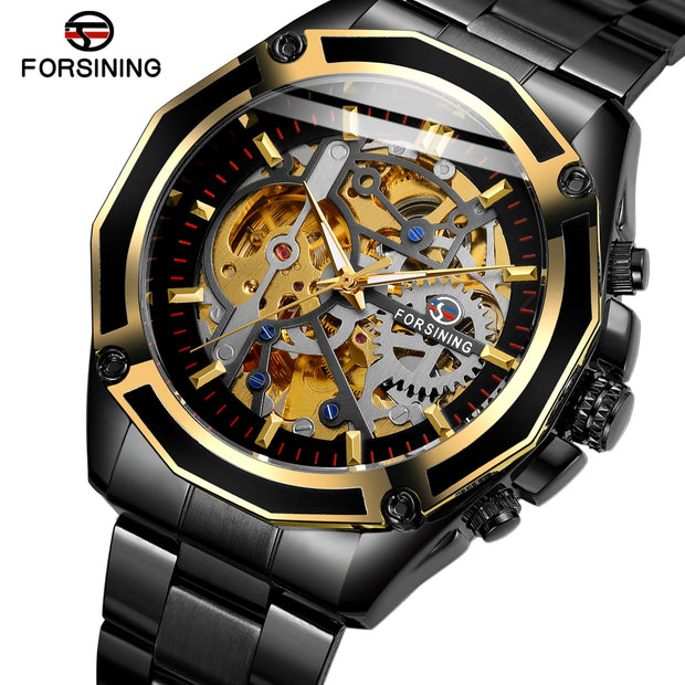 2024 Stainless Steel Skeleton Mechanical Watch Male Automatic Movement Man Wrist Watches Waterproof High End Luxury reloj hombre