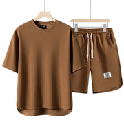 2025 Summer Sets Men Fashion Short Sleeve Shirt/Shorts Two-piece Mens Streetwear Loose Hollow Out Set Mens Short Sets M-4XL TZ16