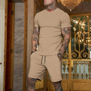 Summer men's Clothing Two Pieces Sets Mens Casual Tracksuit Men Print short sleeve Sets mens t-shirt+shorts Fitness Sportswear