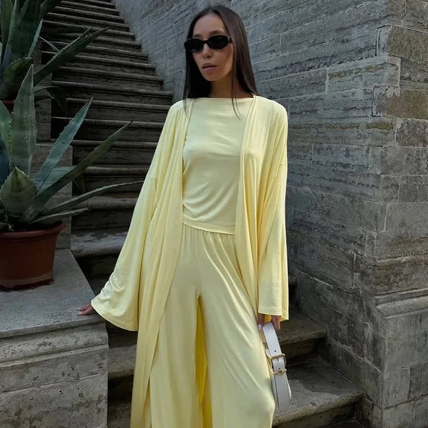Women's clothing 2025 New summer new casual long cardigan long sleeve top high waist trousers fashion suit for club clothing