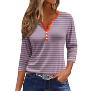 Tops For Women Women'S T Shirt Tee Print Button 3/4 Sleeve Daily Weekend Fashion Basic V Neck Regular Top Ropa De Mujer New