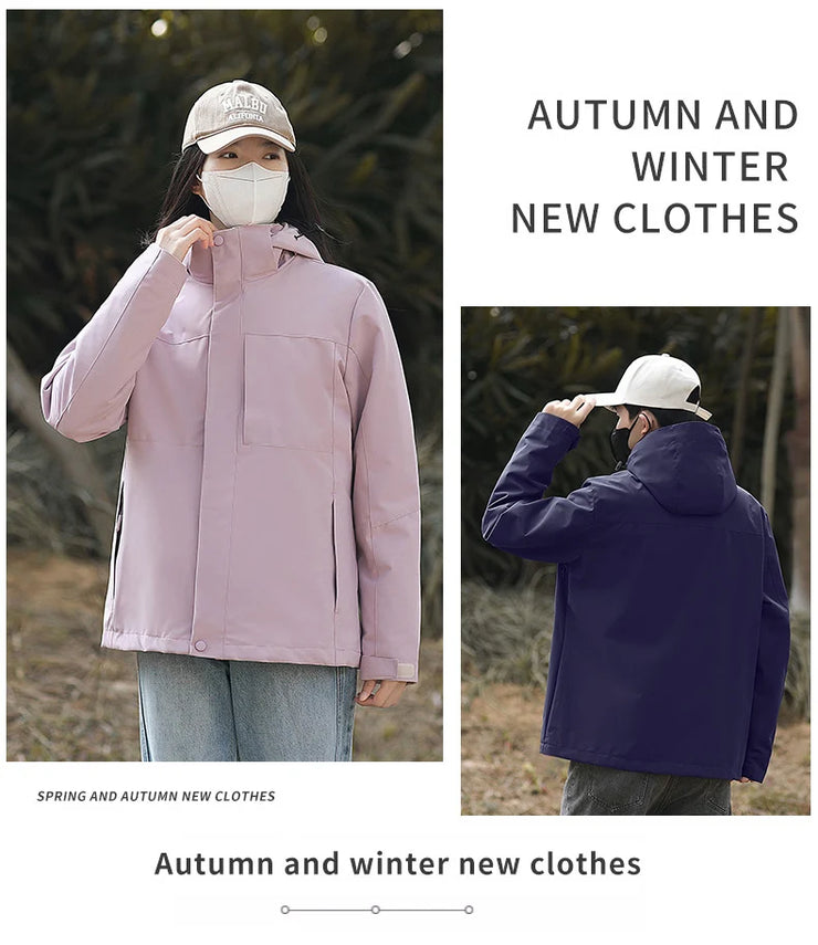 Men Outdoor Hiking Camp Waterproof Windproof Outerwear Spring Fall Lightweight Tops Fashion Casual Daily Coat Hooded Rain Jacket