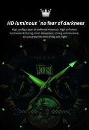 OLEVS 9965 Mens Watch Classic Hollow Out Automatic Mechanical Watch Original Movement Waterproof Luminous Calendar Year Moon