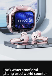 Wireless Bluetooth-compatible Earphones Intelligent Touch Color LCD Screen TWS Earbuds HIFI Noise Reduction Stereo Earphones