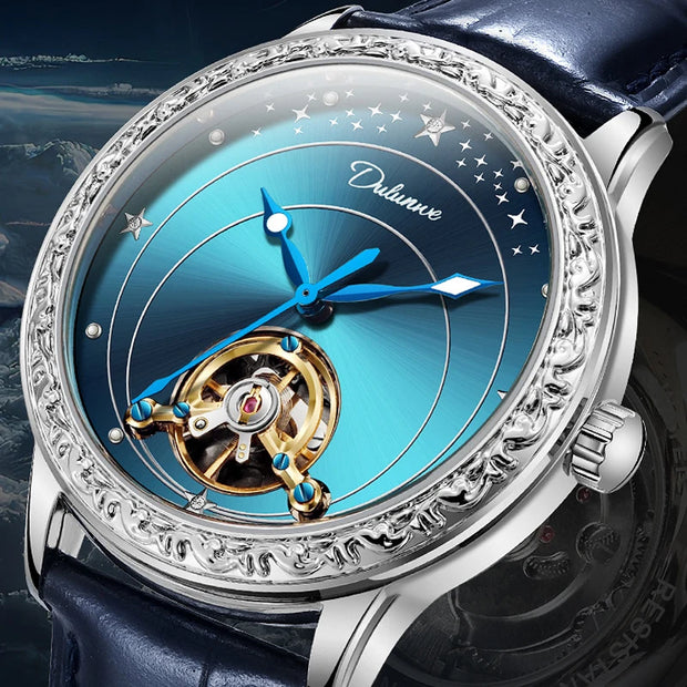 Hollow Tourbillon Automatic Watch for Men Simple Style Luminous Dial Waterproof Mechanical Mens Watches Luxury Reloj Hombre New