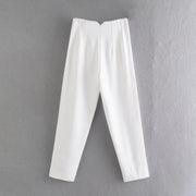 TRAFZA Women Elegant Solid Pencil Pants High Waist Pant For Women Casual Streetwear Woman Trousers Office Wear Chic Pant