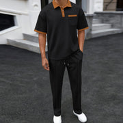 Men's Two-piece Sportswear Short-sleeved T-shirt and Long Pants set Casual Business Sportswear Summer 2025 Fashion Two-piece Set