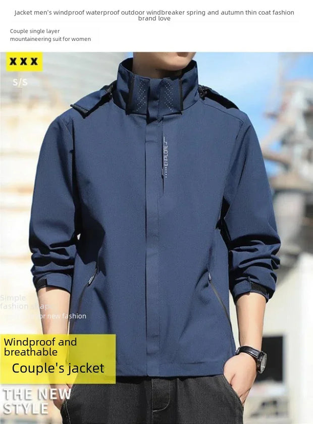 Men Outdoor Windproof Waterproof Spring Autumn Thin Coat Trendy Couple Single Layer Mountain Climbing Clothes Women