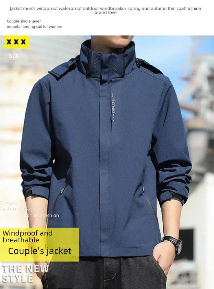 Men Outdoor Windproof Waterproof Spring Autumn Thin Coat Trendy Couple Single Layer Mountain Climbing Clothes Women
